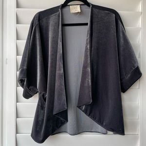 Urban Outfitters brand pins and needles gray velvet short sleeve cardigan size s